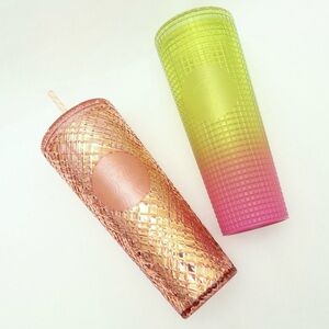 Starbucks 24oz Venti Tumbler Bundle Rose Gold Holiday 2021 & 2020 Summer